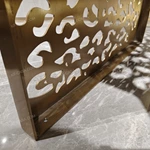 Brushed Gold U-Shaped Side Table with Organic Cutout Pattern